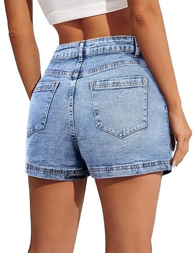 Denim Skort for Women High Waist Mini Denim Skirt Casual Stretch Women Jean Skirt with Pockets thumbnail 4