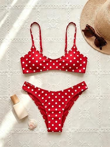 SherryDC Women's Cheeky Scoop Neck Bikini Sets Polk Dot Brazilian 2 Pieces Swimsuits thumbnail 4
