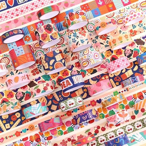 emmoolife 35 Rolls Washi Tape Set, Colorful Cute Floral Writable Decorative Tapes for Scrapbooking and Bullet Journaling, Junk Journal Supplies, DIY Planner Art, 5-30mm Wide 9.84ft Long/Roll thumbnail 7
