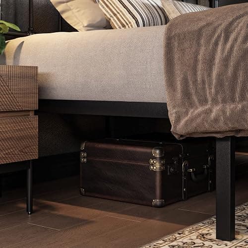 Allewie King Size Metal Platform Bed Frame with Victorian Style Wrought Iron-Art Headboard/Footboard, No Box Spring Required, Black thumbnail 5