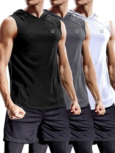 NELEUS Dry Fit Workout Athletic Muscle Tank Top Running Shirts with Hoods - Image 1