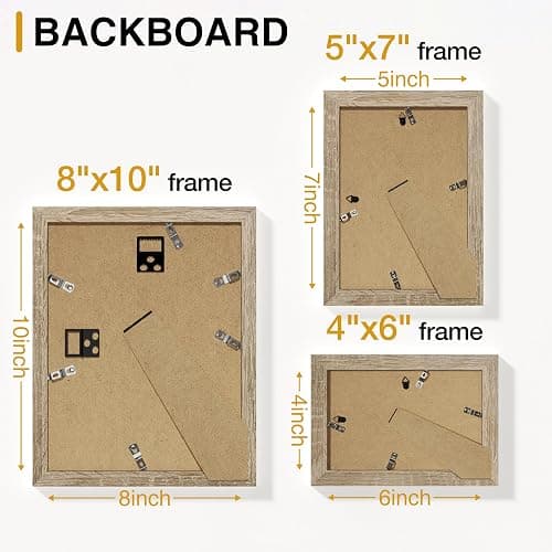 Vittanly 15 Pack Picture Frames Collage Wall Decor, Multi Sizes Including 3pcs 8x10, 6pcs 5x7 and 6pcs 4x6 Photo Frames, Gallery Frame Set for Wall or Tabletop Display, Light Wood thumbnail 9