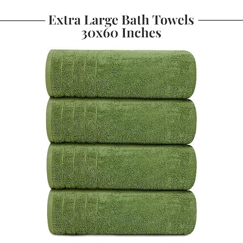 Tens Towels Pack of 4 Extra Large Bath Towels 30 x 60 Inches, 100% Cotton, Larger & Lighter Weight, Quicker to Dry, Super Soft and Absorbent, Perfect for Bathroom, Green thumbnail 7