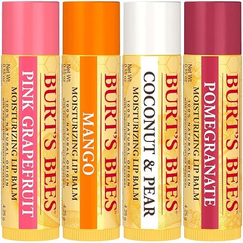 Burt's Bees Lip Balm - Pink Grapefruit, Mango, Coconut & Pear, and Pomegranate Pack, Lip Moisturizer With Beeswax, Tint-Free, Natural Origin Conditioning Treatment, 4 Tubes, 0.15 oz. thumbnail 11