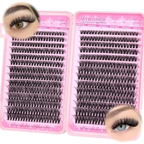 wiwoseo Wispy Lash Clusters Eyelash Extensions Natural Eyelash Clusters 560pcs Individual Lashes 40D+50D DIY Lash Extensions Cluster Lashes Natural Look Lashes Clusters for Beginners (8-18MM) thumbnail 7