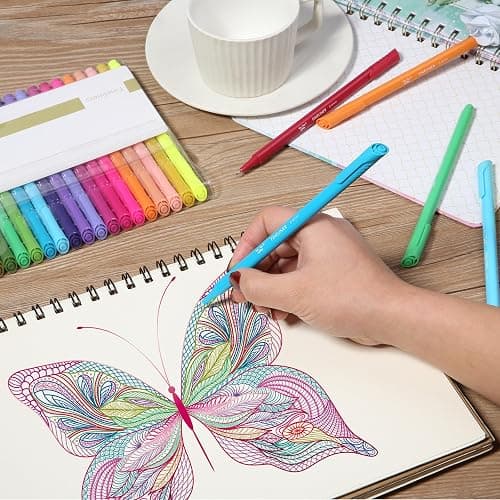 Mr. Pen- Colored Fineliner Pens, 24 Pack, 0.4mm Tip | Ergonomic Triangular Barrels, Smooth Writing Pens for Journaling, Note-Taking, Coloring, Sketching, Planning & Art Projects thumbnail 2