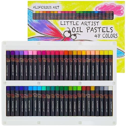 Aliferous Art Oil Pastels for Kids - 48 Color Pastels for Kids - Perfect Classroom Art Supplies - Easy to Blend with Vibrant Colors - Image 1