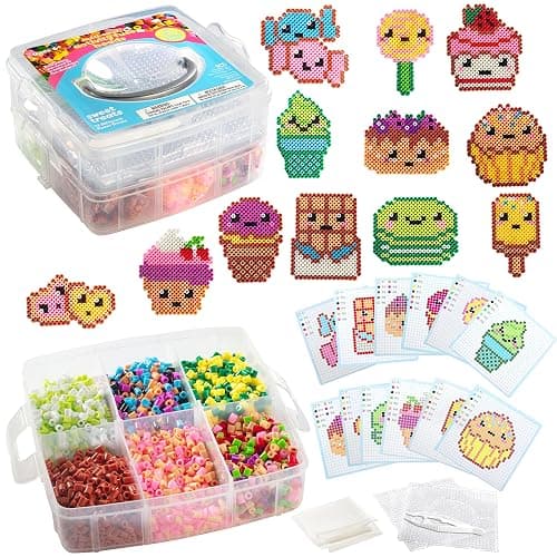 Fuse Beads Super Value Kit- 4000 Beads- Sweet Treats- Includes 17 Colors, 2 Peg Boards, Tweezers, Ironing Paper & Design templates- DIY Art Craft Project for Kids Vacation, Camp, Birthday Party Gifts - Image 1