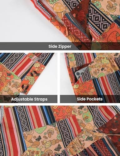 Himosyber Women's Patchwork Dual Pocket Jumpsuit Loose Floral Print Bohemian Wide Leg Bib Overall thumbnail 6