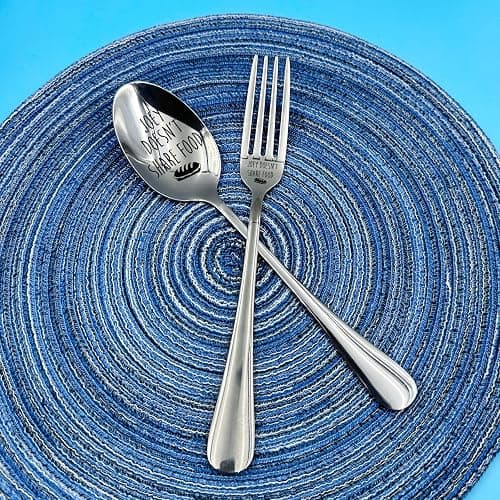 HSSPIRITZ 2 Pieces Joey Doesn't Share Food Funny Engraved Stainless Spoon Fork Set,Friends Tv Show Merchandise,Kitchen Dinner Spoop and Fork for Women, Men, Friends, Sister Birthday Christmas Gifts thumbnail 5