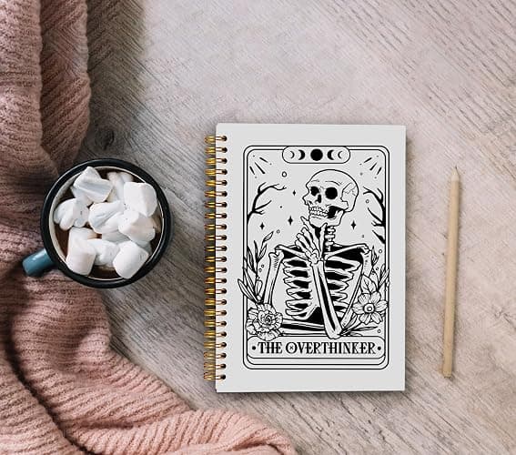 Ecezatik the Overthinker Tarot Card Notebook Journal, Gothic Goth Skull Notebook Journal, Witchy Journal, Goth Office Supplies, Witchy Stuff Spiral Notebook 5.5x8.3 thumbnail 5