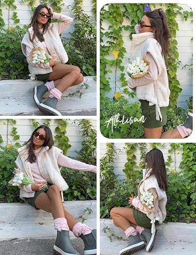 Athlisan Womens Fleece Vest Casual Sleeveless Button Down Sherpa Jacket Outerwear with Pockets thumbnail 6