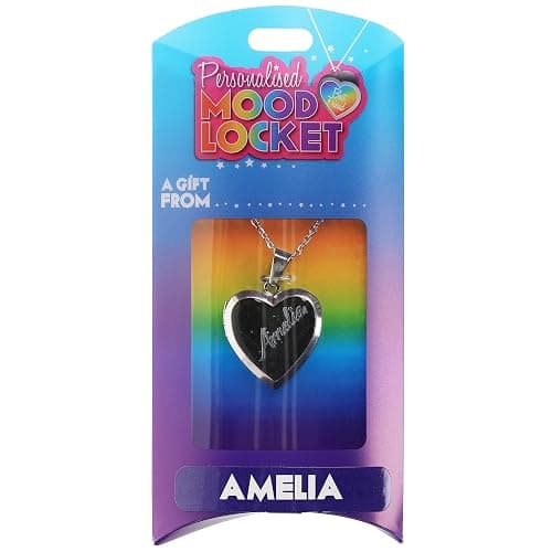 A to C Girls Personalised Name Heart Shaped Mood Locket Pendant Kids Necklace - Amelia thumbnail 2