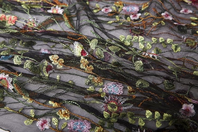 BaronHong Women's Floral Embroidered Tulle Prom Half-Sleeve V Neck Midi Dress with Waist Strap thumbnail 5