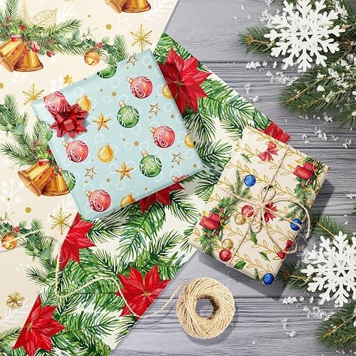 Anor Wishlife Christmas Wrapping Paper,Xmas Wrapping Paper Roll,Holiday Wrapping Paper,20 * 27inch Christmas Party Decorations for Office,Home,Classroom(12pcs) thumbnail 9