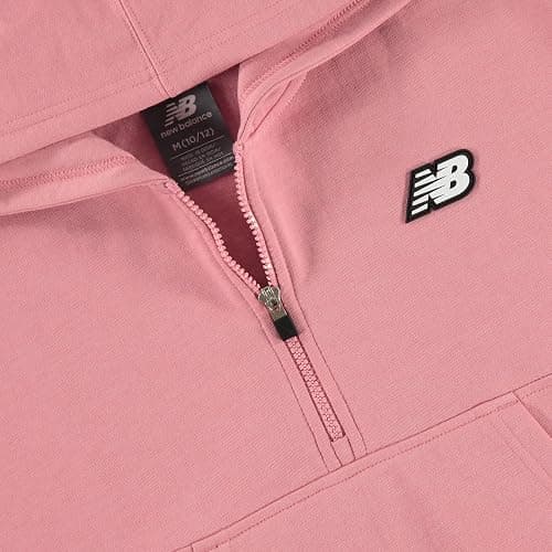 New Balance Girls Quarter Zip Up Hoodie – Soft Cotton Blended Fleece Active Youth Pullover Sweatshirt, Lined Hood thumbnail 8