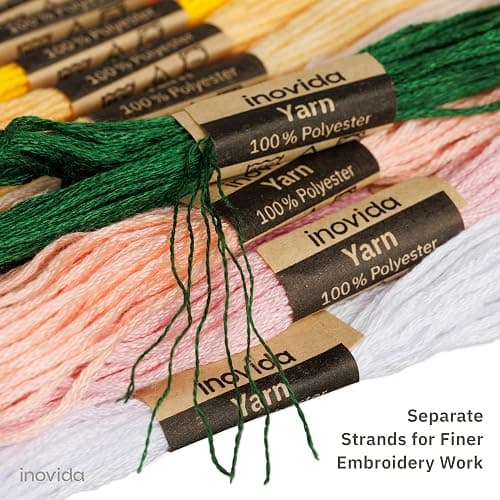Embroidery Threads Set 50 Colours 5m Each : Sewing Thread Kit for Friendship Bracelet Making, Crafting, Weaving – Cross Stitch – Inovida thumbnail 4