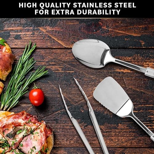 Home Hero 32-Piece Stainless Steel Kitchen Utensil Set - Heat-Resistant Nonstick Silicone Tools - Durable Stainless Steel Cooking Tools - Measuring Cups & Spoons with Holder - 32 Pc, Silver thumbnail 7