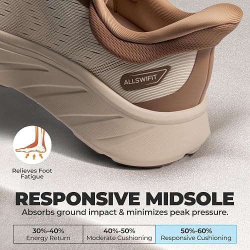 ALLSWIFIT Women's Slip On Stability Walking Running Shoes Hands Free Tennis Non-Slip Comfortable Workout Gym Breathable Lightweight StediBase Fashion Sneakers thumbnail 5