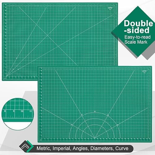 Density-upgraded 24" x 36" Large Self Healing Sewing Mat, Idemeet Rotary Cutting Mat 5-Ply Cut Board for Crafts Hobby Project, Scale Size 24" x 36", A1, Green thumbnail 2