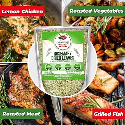 Dried Rosemary Leaves, 3 oz. Premium All Natural Herbs and Spices for Meat, Fish, Oils, Dips, Tea. Farm Fresh, Rich Savory Flavor by Amazing Chiles & Spices thumbnail 2
