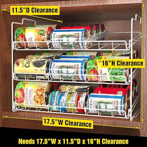 Deco Brothers Stackable Can Rack Organizer Holds Up to 36 Cans, White | for Kitchen and Pantry thumbnail 4