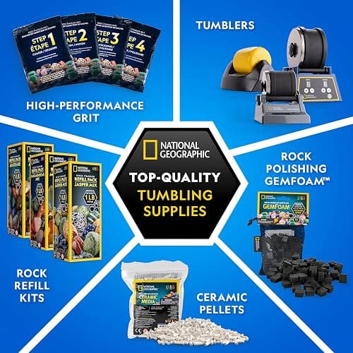 NATIONAL GEOGRAPHIC Rock Tumbler Grit & Media Refill Kit – Rock Polishing Supplies Kit, 4-Stage Silicon Carbide Bulk Grit, 1.5 Pounds of Ceramic Pellets, Stone Tumbling & GemFoam Polishing Media thumbnail 5