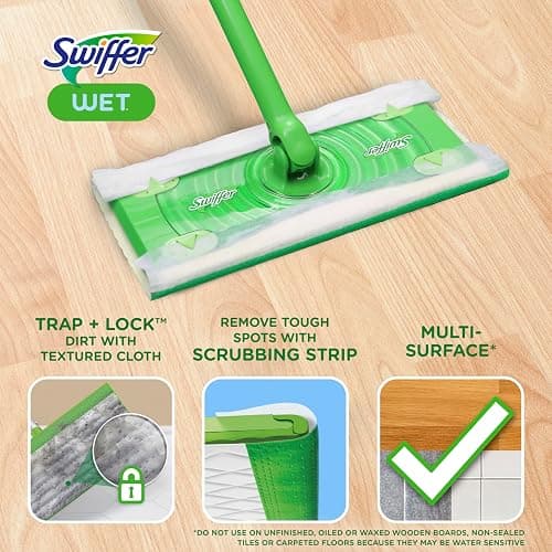 Swiffer Sweeper Wet Mopping Cloths, Mops for Floor Cleaning, Open-Window Fresh, 24 Count thumbnail 2