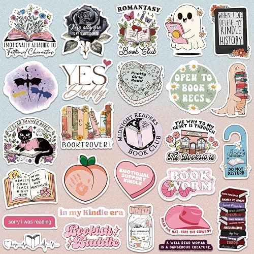 150 PCS Romance Book Stickers for Kindle, Holographic Bookish Sticker Pack Reading Glitter Vinyl Decals for Laptop Ebook Readers Water Bottles Journal Scrapbook Waterproof thumbnail 6
