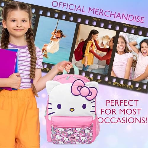 Hello Kitty Sanrio Backpack for Girls Tweens Kawaii Rucksack School Bag Lightweight Teens Anime Daypack for PE Sports Holiday Travel Sleepovers thumbnail 4