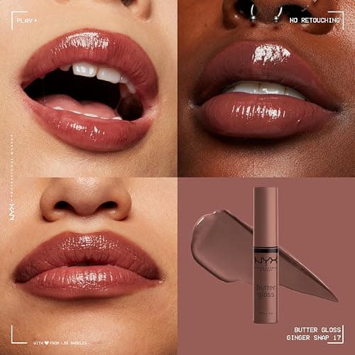 NYX PROFESSIONAL MAKEUP Butter Gloss, Non-Sticky Lip Gloss - Ginger Snap (Chocolate Brown) thumbnail 3