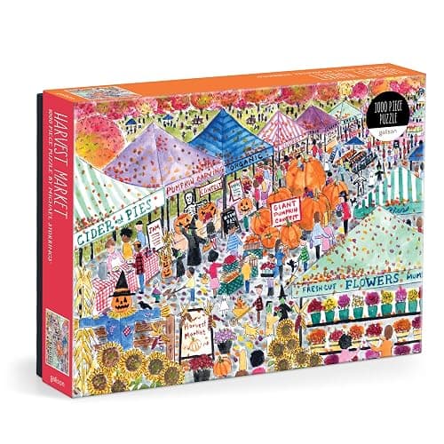 Galison Harvest Market – 1000 Piece Michael Storrings Jigsaw Puzzle Featuring Beautiful Artwork of A Harvest Market in The Fall - Image 1