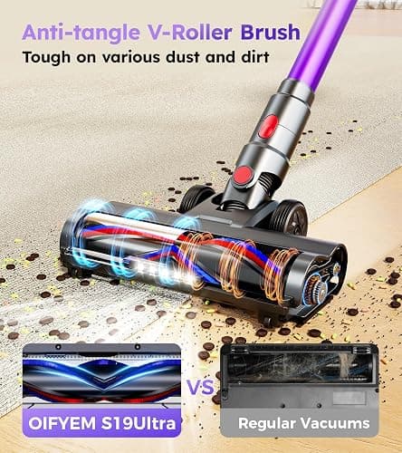 Cordless Vacuum Cleaner,Upgraded 550W 45KPA 60Mins Vacuum Cleaners for Home,Self-Standing Stick Vacuum with LED Display,8 in 1 Lightweight Anti-tangle Wireless Vacuum for Pet Hair Carpet Hard Floors thumbnail 4