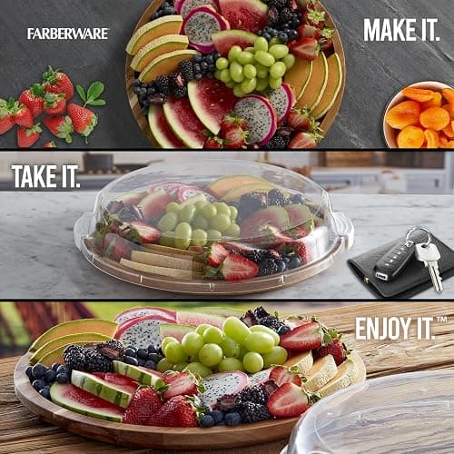 FARBERWARE Build-a-Board Cutting Board with Single Compartment and Clear Locking Lid for Charcuterie, Snacks, and More, Acacia thumbnail 7