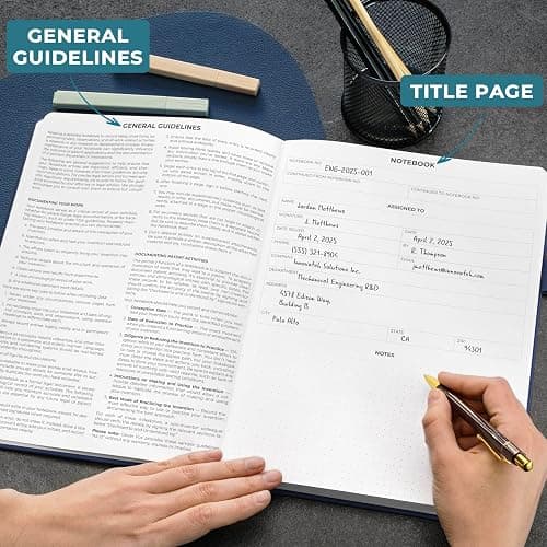Clever Fox Engineering Notebook – Hardcover Grid Notebook with Numbered Pages, Table of Contents – Patent, Lab & Invention Journal for Engineers & STEM (Dark Blue) thumbnail 5