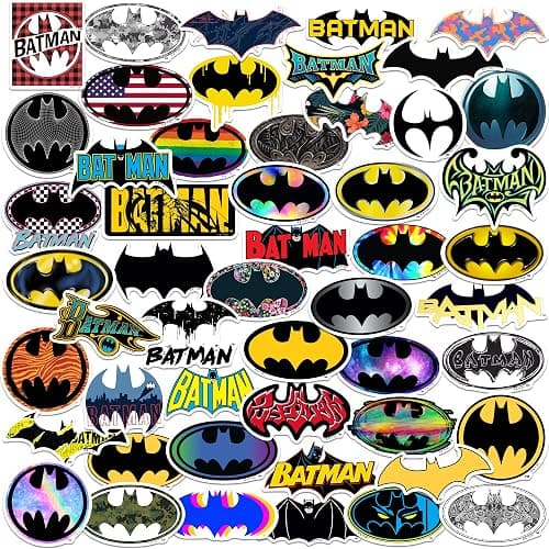 Batman – Logo 50 CT Aufkleber Pack Große Deluxe-Aufkleber – Laptop, Wasserflasche, Scrapbooking, Tablet, Skateboard, Indoor/Outdoor – Set mit 50 Stück - Image 1