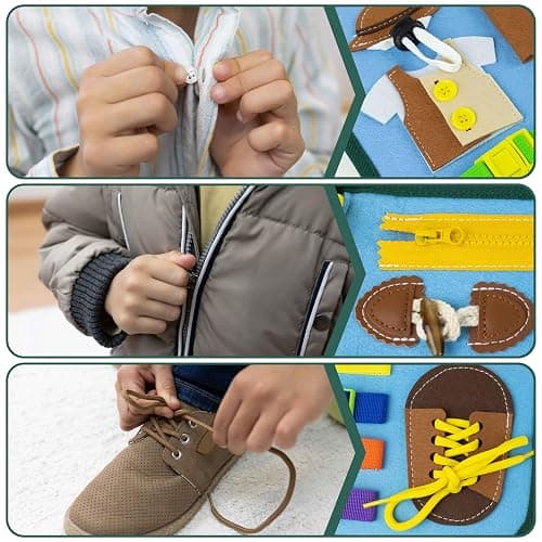 BONNYCO Busy Board for 1 Year Old Animals. Montessori Busy Book for Toddlers 1-3 2-4, Felt Quiet Book Baby. Montessori Toys, Toddler Learning Toys for Travel, Airplane, Car. Educational Activity Board thumbnail 7
