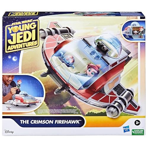 Star Wars: Young Jedi Adventures The Crimson Firehawk, 17-Inch Ship with 2 Action Figures, Toys, Preschool Toys for 3 Year Old Boys & Girls thumbnail 3