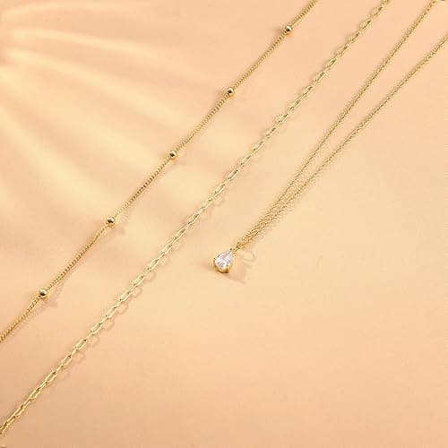 Kakonia Layered Gold Necklace for Women 14K Gold Plated Pendant Necklace Set Gold Necklace Satck Dainty Gold Chain Trendy Jewelry for Women thumbnail 4