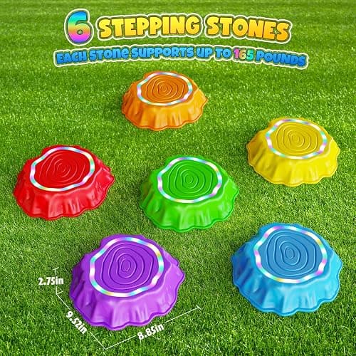 Flooyes Stepping Stones for Kids, 6pcs Light up & Music Non-Slip Stepping Stones, Sensory Toy for Toddler Balance & Coordination Skills, Indoor & Outdoor Toys, Toys for Toddlers Ages 3-5 thumbnail 3