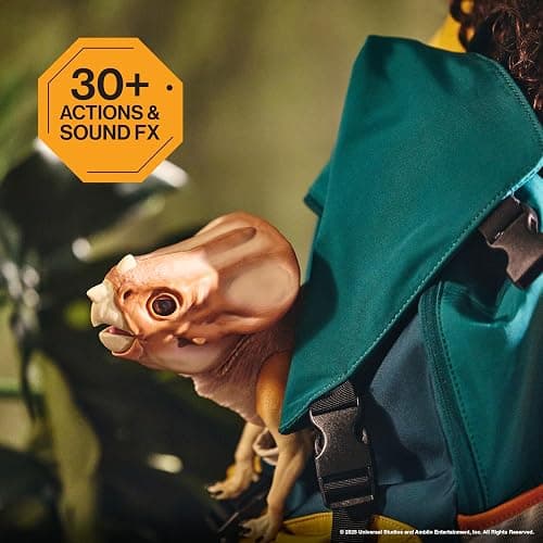 Wow! Stuff: Jurassic World Dolores Deluxe Puppetronic by RealFX - Interactive Baby Aquilops, 30+ Actions & Sounds, Realistic 15" Dinosaur Toy, Ages 8+ thumbnail 4
