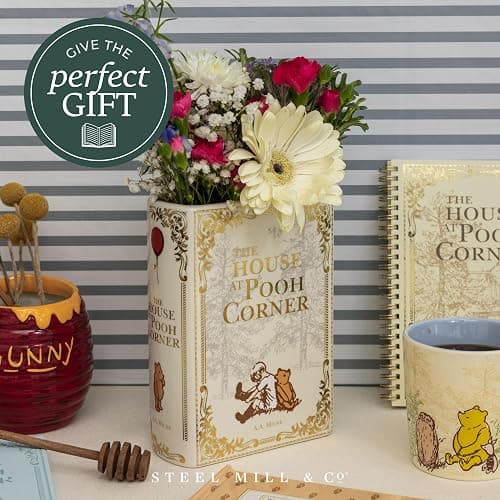 Steel Mill & Co Original Book-Shaped Decorative Vase, Ceramic Vases for Home Decor, Cute Bookshelf Decor, Unique Vase for Book Lovers (Large - The House at Pooh Corner) thumbnail 2