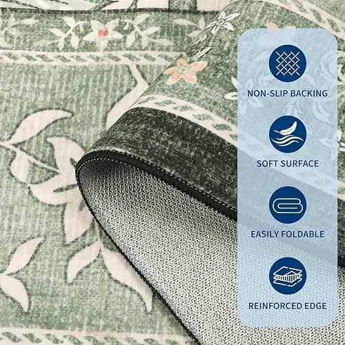 GarveeHome Sage Green 2x3 Door Mat Indoor Rugs for Entryway Provence Small Botanical Grove Cottagecore Washable Non-Slip Low-Pile Rug for Bedroom Kitchen Bathroom Entrance thumbnail 6