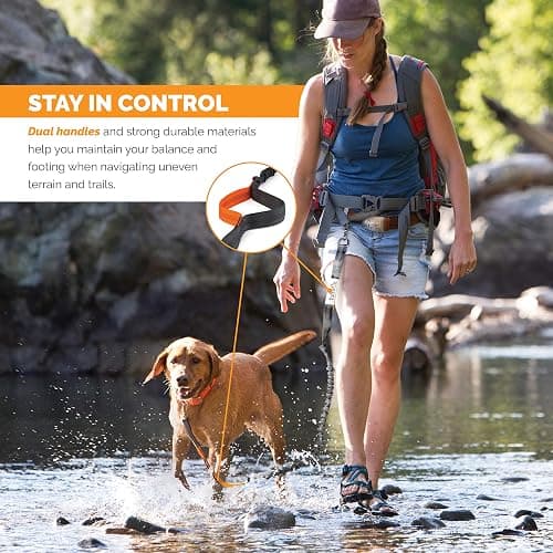 Tuff Mutt Hands-Free Waist Leash for Dog Walking, Running and Hiking, Adjustable Belt with Double Handle, Reflective Bungee Design for Large & Medium Dogs thumbnail 2