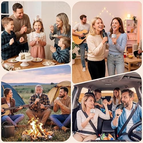 BONAOK Wireless Bluetooth Karaoke Microphone,3-in-1 Portable Handheld Karaoke Mic Speaker Machine Home Party Birthday for All Smartphones PC(Q37 Rose Gold) thumbnail 8
