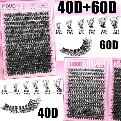 YIDUO 8 Styles Mix Lashes Clusters Kit 4 Box Cluster Lash Book Kit with Bond&Seal 1888Pcs 100D/200D/300D Volume Manga Eyelash Extension with Spikys/Bottom lash Kit for Beginners DIY at Home Easily thumbnail 7