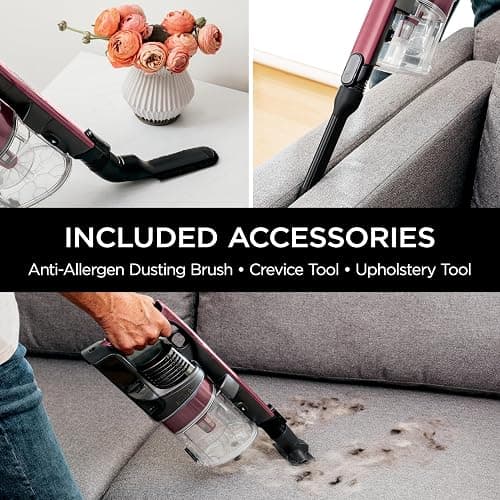 Shark Cordless Vacuum Cleaner, HEPA Filter, Lightweight, Portable, Rechargeable, Pet Hair Pickup, Removable Handheld, Crevice, Upholstery & Dusting Brush Included, 40-min runtime, Red, IZ362H thumbnail 10