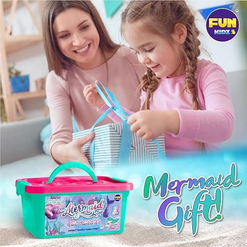 Summer Gift Mermaid Slime Kit for Girls, FunKidz Shimmer Slime Making Kit for Kids Age 8-12 DIY Soft Glitter Glossy Metallic Slime Toy thumbnail 9