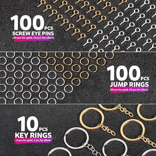 LEOBRO Hand Drill, 222 PCS Pin Vise Hand Drill with Drill Bits(0.8 mm-3 mm), Needle Nose Pliers, Keychain Making Kit, Jewelry Making Supplies, Hand Drill Tools for Jewelry Keychains Making thumbnail 7