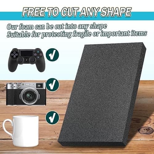 4 PCS Black Foam Padding- 16x12x1 Inch Polyurethane High Density Foam Cuttable Black Sheet Pad Cushioning Inserts for Packing Cases and Crafts thumbnail 5